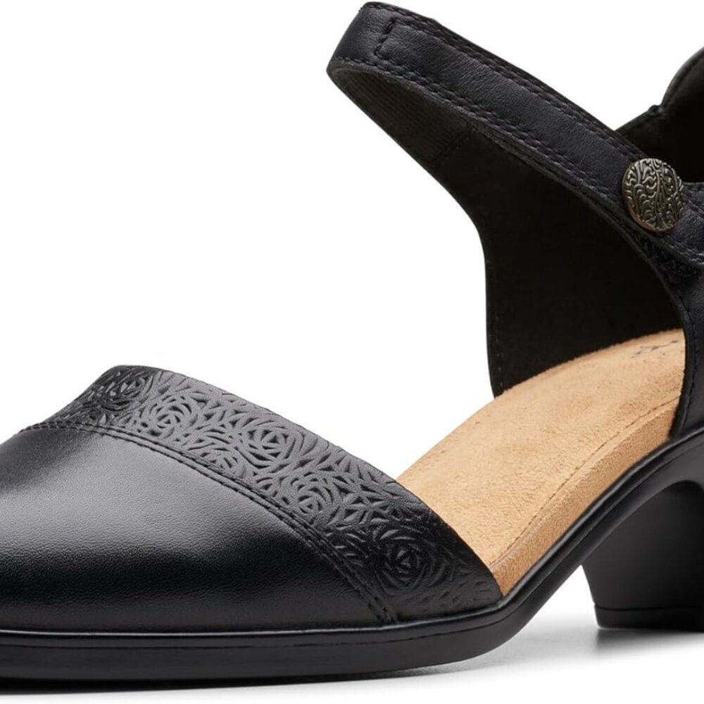 Women's Leather Pumps 8 Black Comfortable Cushioned Stylish Work Casual